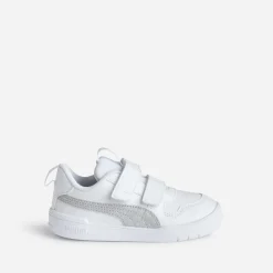 Tennis PUMA blanche et argentée à scratchs