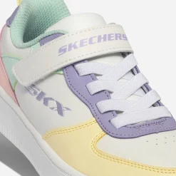 Tennis SKECHERS blanche, jaune, parme, vert, rose