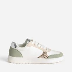 Tennis TEXTO blanche, beige et verte
