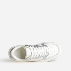 Tennis TEXTO blanche et argent métallisé