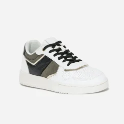 Tennis TEXTO blanche, kaki, noire et dorée