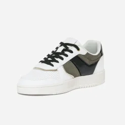 Tennis TEXTO blanche, kaki, noire et dorée