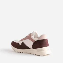 Tennis TEXTO bordeaux, écru et rose