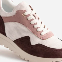 Tennis TEXTO bordeaux, écru et rose