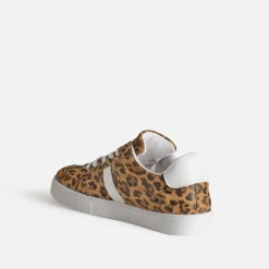 Tennis TEXTO camel cuir motif léopard