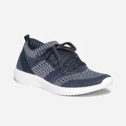 Tennis-chaussette bleue et argentée tricotée éco-conçue