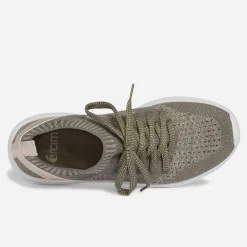 Tennis-chaussette kaki et or tricotée