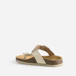 Tong anatomique dorée en cuir éco-conçu