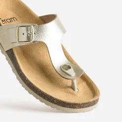 Tong anatomique dorée en cuir éco-conçu