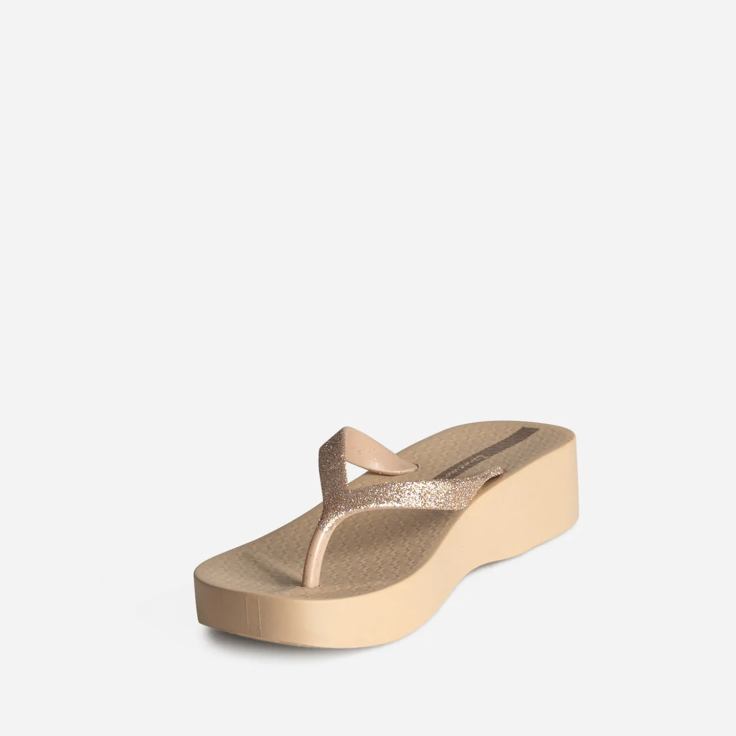 Tong IPANEMA beige plateforme et brides pailletées