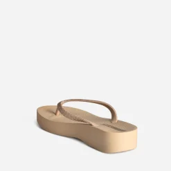 Tong IPANEMA beige plateforme et brides pailletées