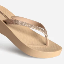 Tong IPANEMA beige plateforme et brides pailletées