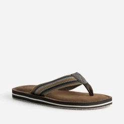 Tong marron brides textile tressées