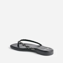 Tong TEXTO noire à brides strassées