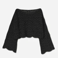 Top TEXTO noir en macramé